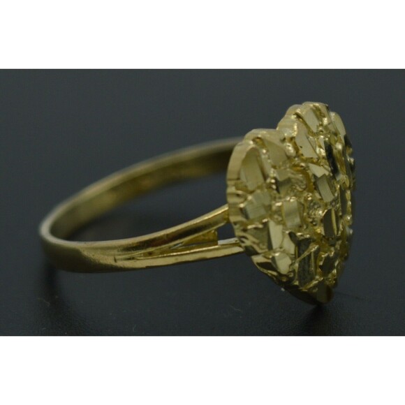 Real Solid 10K Yellow Gold Womens Nugget Heart Ring 1.8 grams All Sizes - Picture 4 of 7